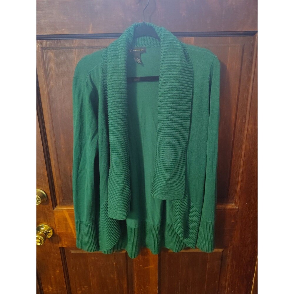 inc international concepts Green Waffle Knit Cardigan Heavy Size Large